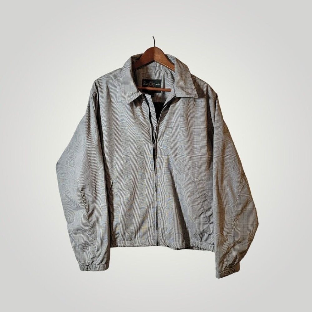 Brooks Brothers Jacket Men's Size Large Gray Glen Plaid  Outdoor Windbreaker